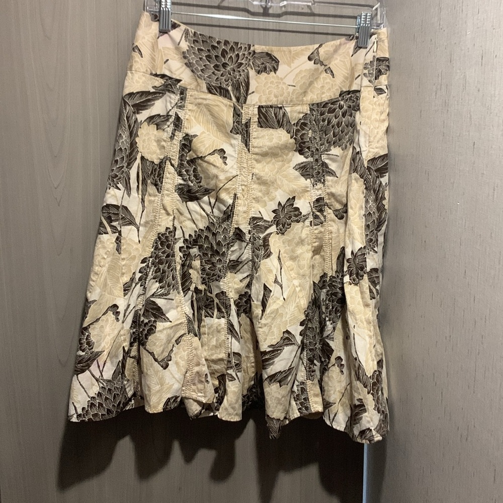 ANN TAYLOR Earth tone Neutral Pleated Midi Skirt Cream Cottagecore Sz 8 - Picture 13 of 14